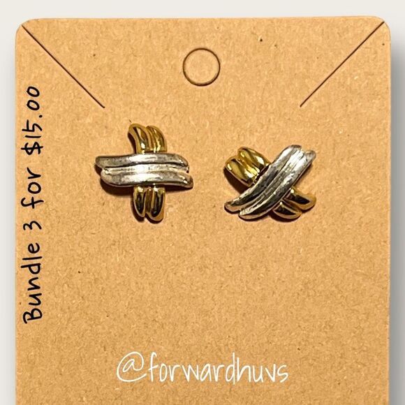 Bundle 3 for $15 Silver and Gold X Earrings - Picture 1 of 6